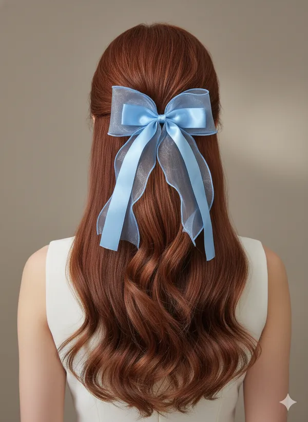 Gold_Organza_Satin_Layered_Hair_Bows_For_Women