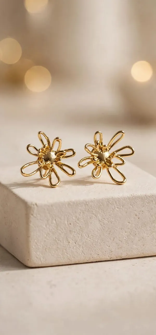 Aura_Wire_Flower_Stud_Stud_Earrings_For_Women