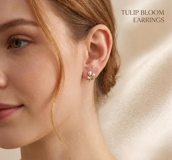 Gold_Stainless_Steel_Tulip_Bloom_Enamel_Drop_Earrings_For_Women