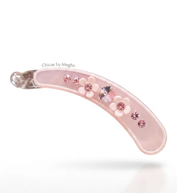 Pink_Stainless_Steel_Botanical_Crystal_Banana_Clips_For_Women