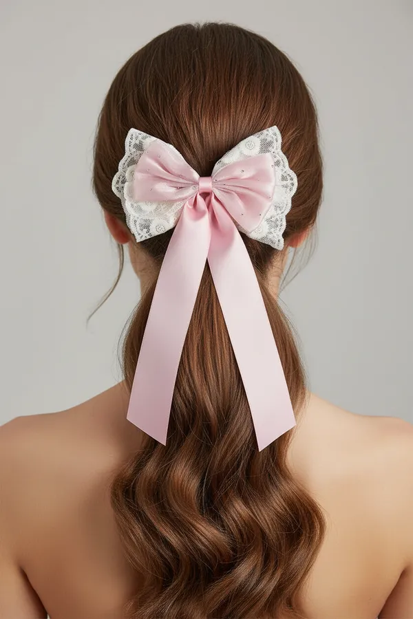 Pink_Stainless_Steel_Heart_Layered_Hair_Bows_For_Women