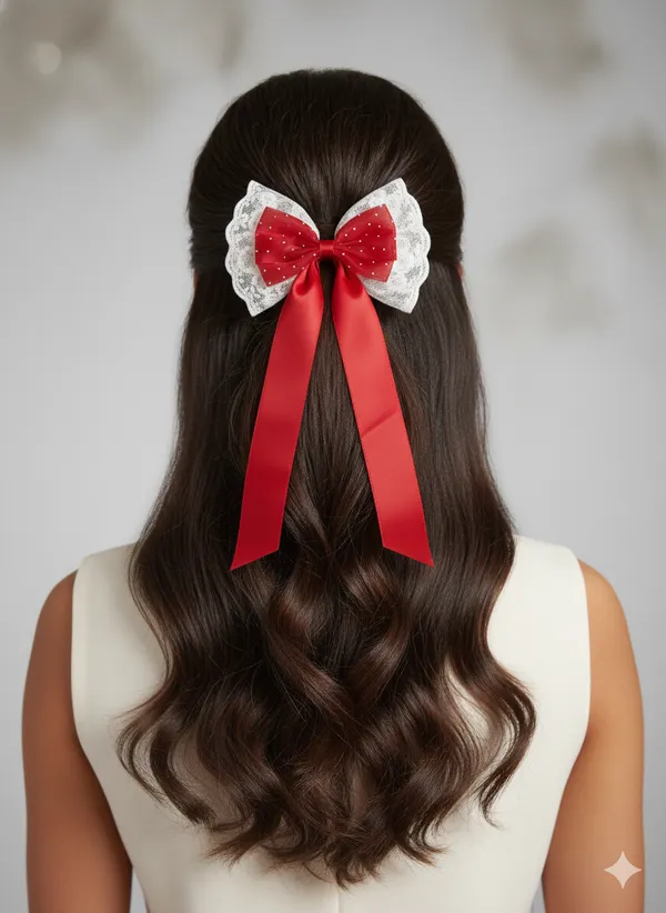 Pink_Stainless_Steel_Heart_Layered_Hair_Bows_For_Women