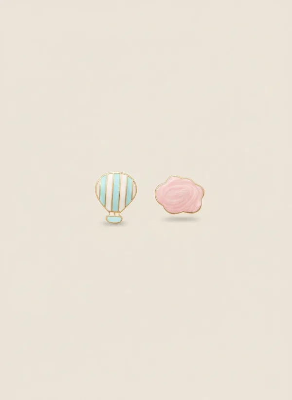 Gold_Enamel_Mismatched_Balloon_Cloud_Stud_Earrings_For_Women