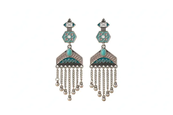 Sky_Blue_And_Silver_Stainless_Steel_Meenakari_Tassel_Drop_Earrings_For_Women