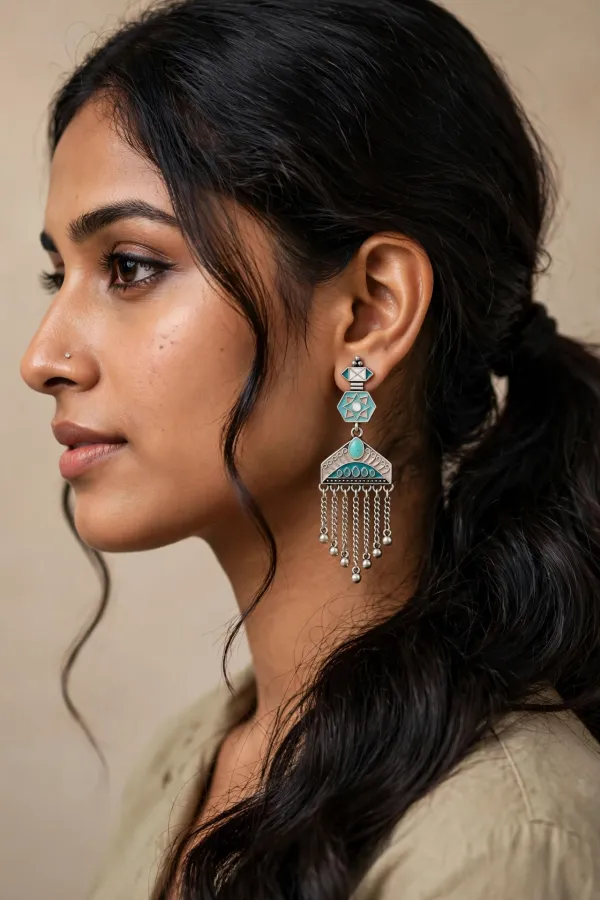 Sky_Blue_And_Silver_Stainless_Steel_Meenakari_Tassel_Drop_Earrings_For_Women