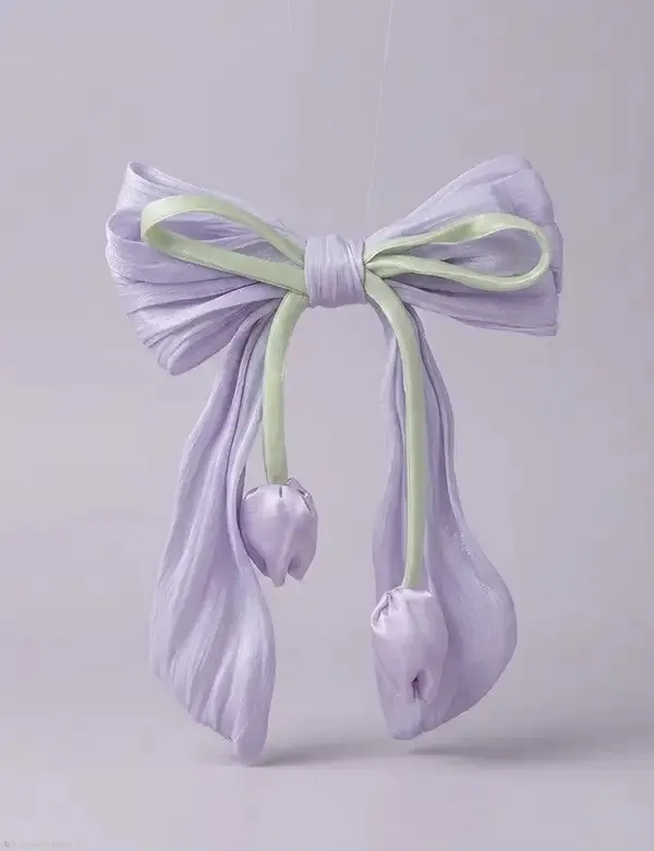 Purple_Polyester_Pleated_Tulip_Charm_Alligator_Hair_Clip_For_Women