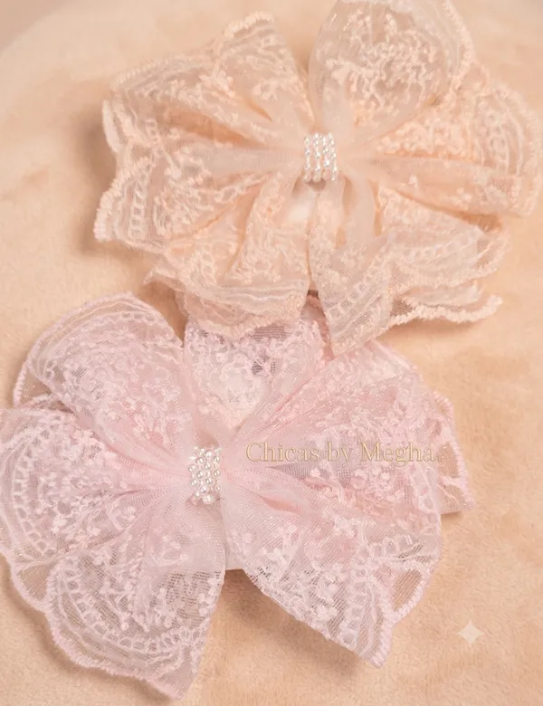 Pink_Lace_Pearl-Center_Hair_Bow_Set_For_Women