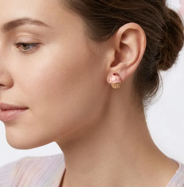Gold_Pastel_Pink_Enamel_Cupcake_Stud_Earrings_For_Women