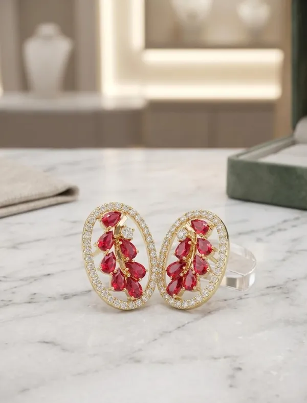 Gold_Alloy_Crystal_Vine_Oval_Stud_Earrings_For_Women