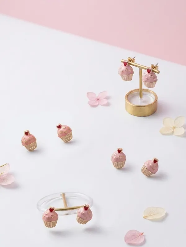 Gold_Stainless_Steel_Pastel_Enamel_Cupcake_Stud_Earrings_For_Women