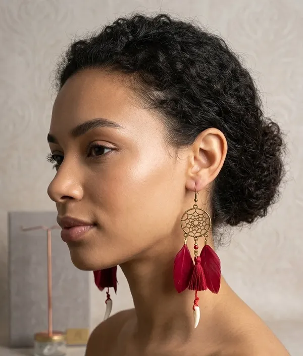 Yellow_Bohemian_Dreamcatcher_Tassel_Feather_Earrings_For_Women