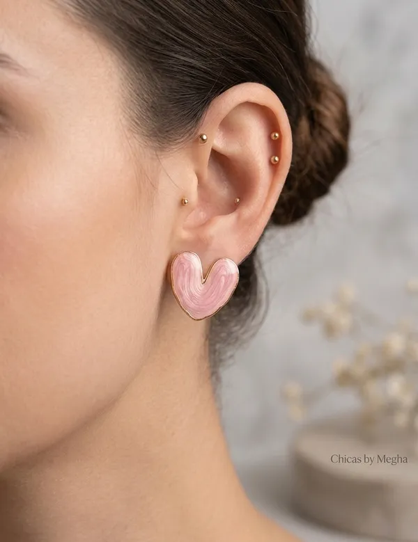 Pink_Stainless_Steel_Enamel_Heart_Earrings_For_Women