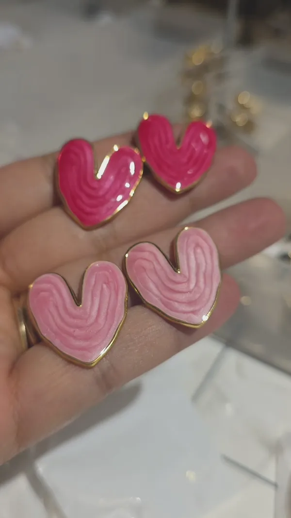 Pink_Stainless_Steel_Enamel_Heart_Earrings_For_Women