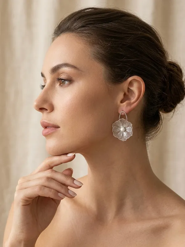 Gold_Alloy_Filigree_Pearl_Blossom_Drop_Earrings_For_Women