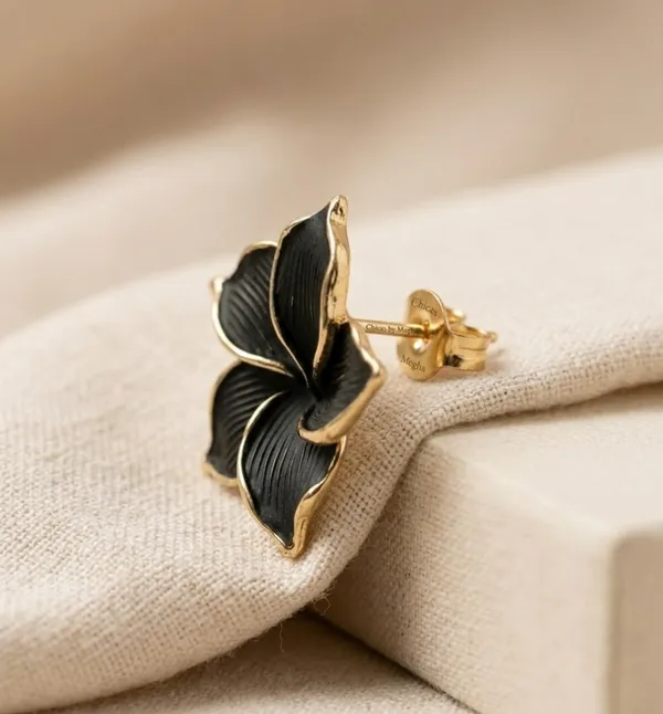 Gold_Alloy_Matte_Black_Dahlia_Floral_Drop_Earrings_For_Women