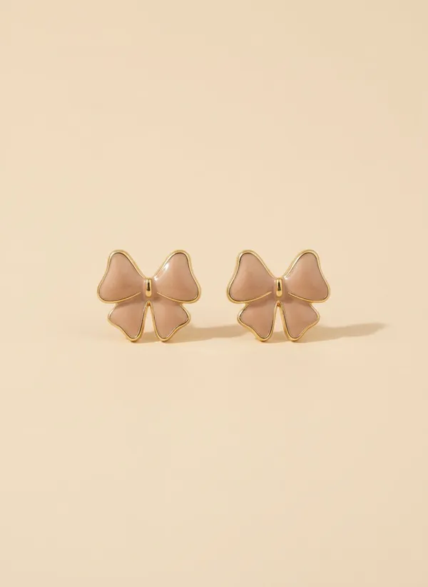 Gold_White_Enamel_Bow_Stud_Earrings_For_Women