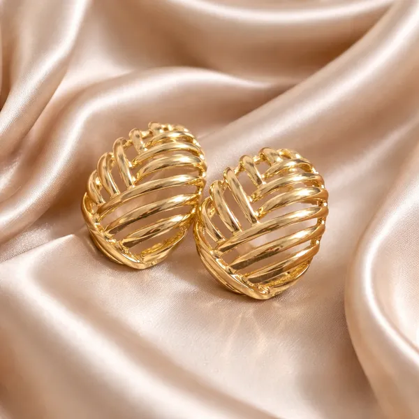 Gold_Basket_Weave_Cage_Stud_Earrings_For_Women