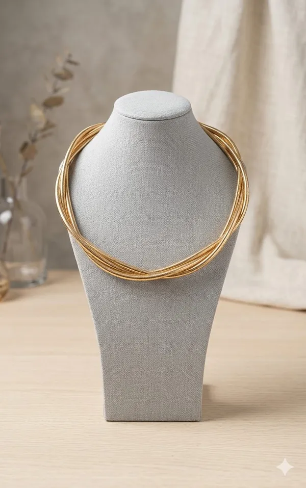 Gold_Alloy_Coiled_Serpentine_Chain_Neckpiece_For_Women