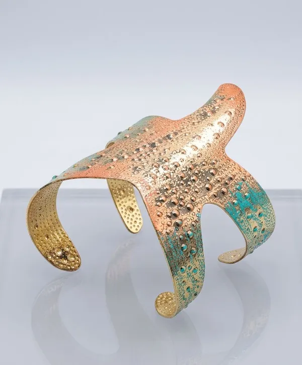 Gold_Alloy_Textured_Statement_Cuff_Bracelet_For_Women