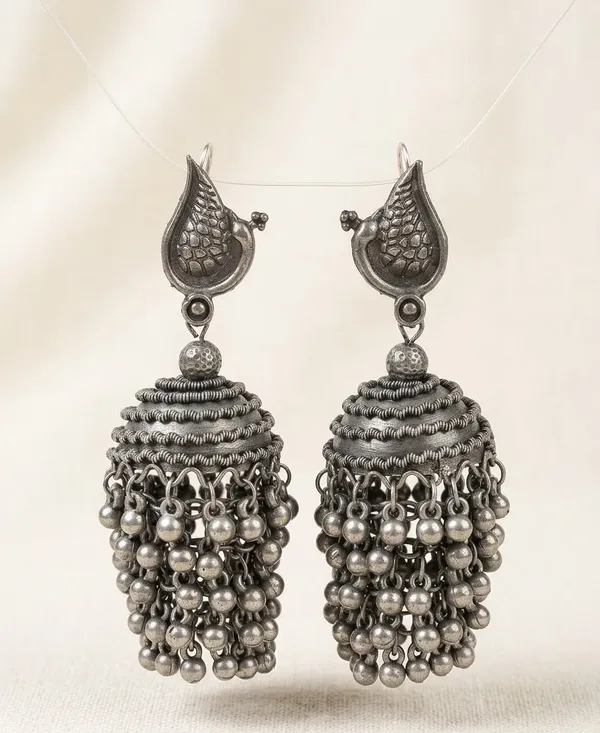 Gold_Oxidized_Alloy_Ghungroo_Cascade_Jhumka_Earrings_For_Women