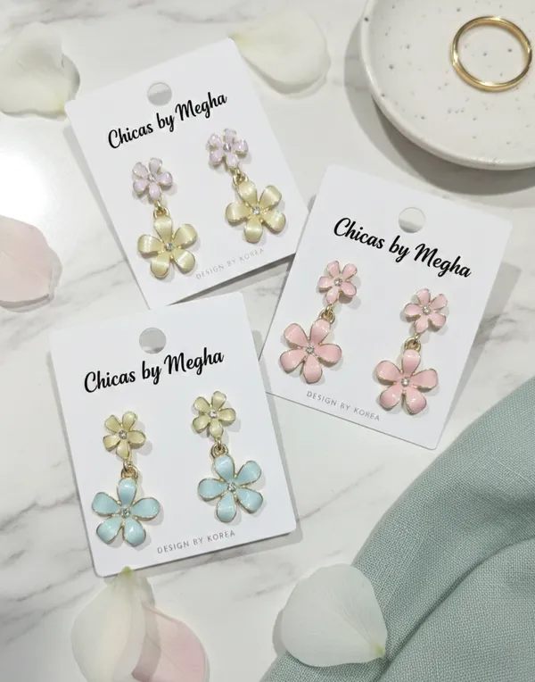 Gold_Stainless_Steel_Enamel_Double_Floral_Drop_Earrings_For_Women