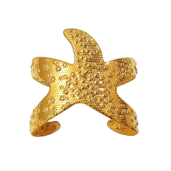 Gold_Alloy_Sculpted_Starfish_Statement_Cuff_Bracelet_For_Women