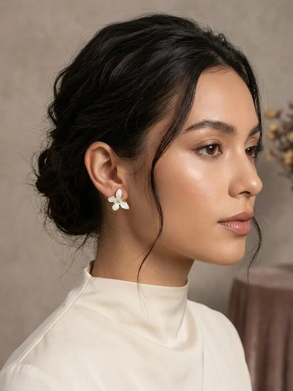 Gold_Pearlescent_Orchid_Stud_Earrings_For_Women
