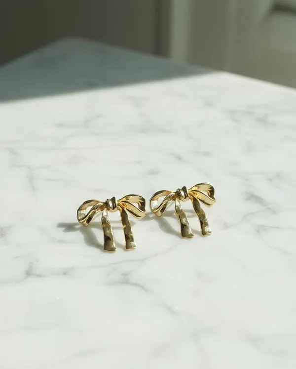 Gold_Stainless_Steel_Ribbed_Bow_Stud_Earrings_For_Women