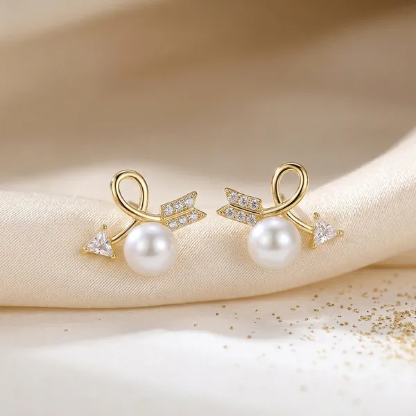 Gold_Stainless_Steel_Pearl_Arrow_Cupid_Stud_Earrings_For_Women