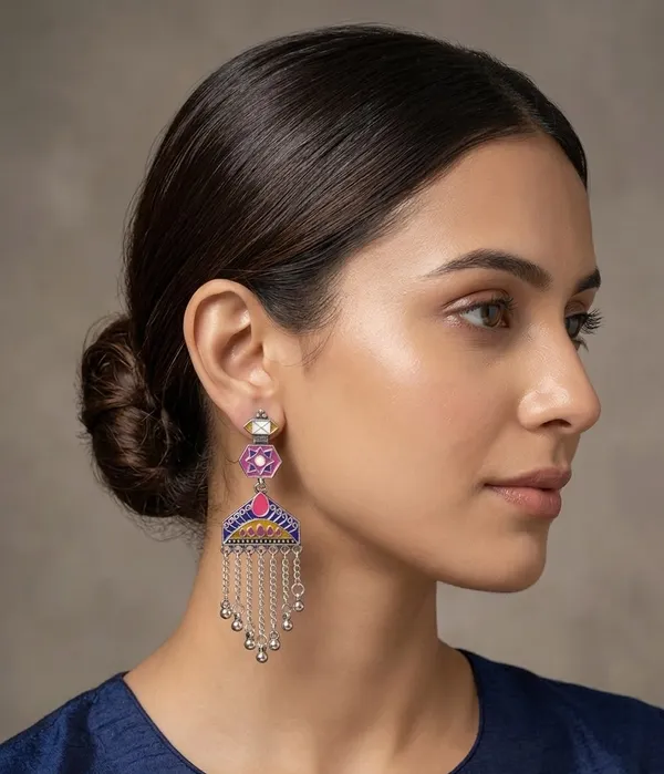Multicolor_Alloy_Meenakari_Tassel_Drop_Earrings_For_Women