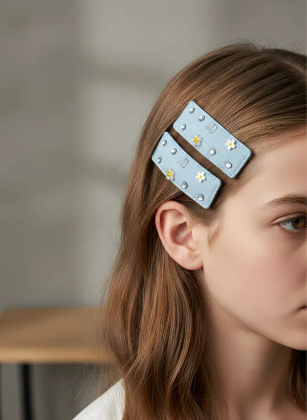 Blue_Pastel_Floral_Charm_Hair_Clip_Set_For_Women