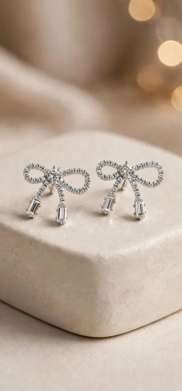 Silver_Rhinestone_Bow_Earrings_For_Women