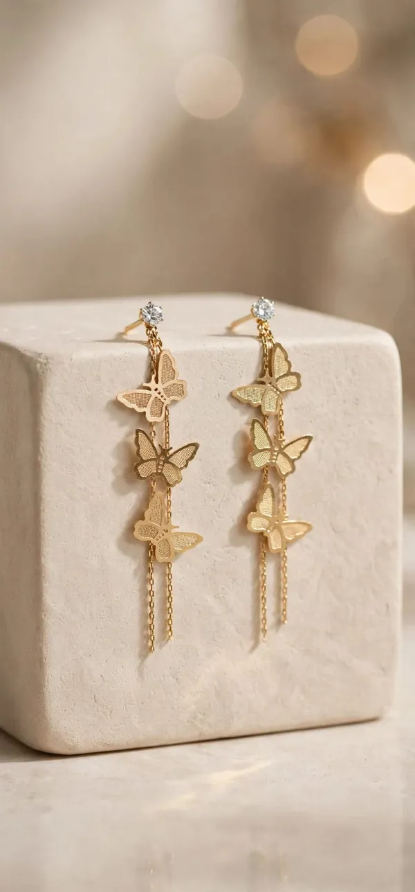 Gold_Mesh_Butterfly_Cascade_Earrings_For_Women