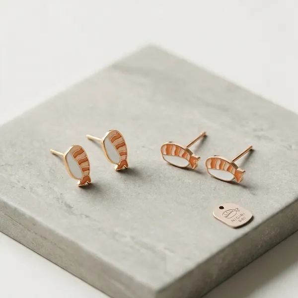 White_And_Peach_Stainless_Steel_Nigiri_Stud_Earrings_For_Women