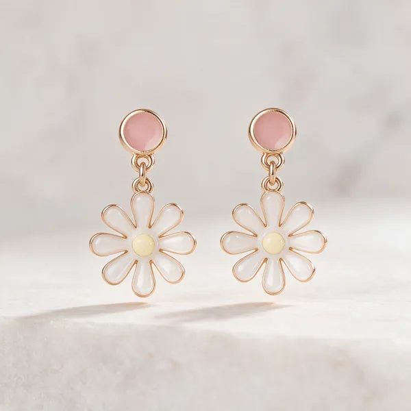 White_Alloy_Floral_Daisy_Drop_Earrings_For_Women