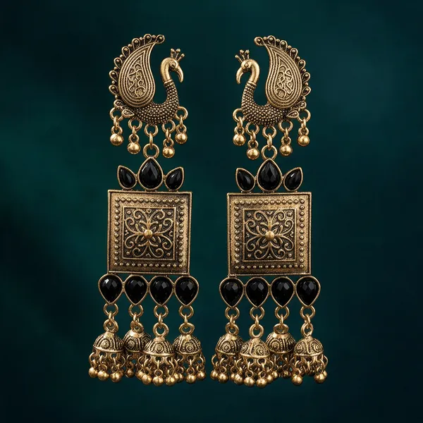 Gold_Alloy_Peacock_Motif_Ghungroo_Jhumka_Earrings_For_Women
