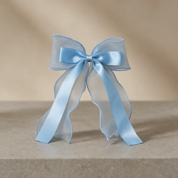 Blue_Organza_Satin_Layered_Hair_Bows_For_Women