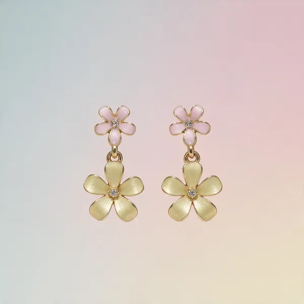 White_And_Yellow_Stainless_Steel_Enamel_Floral_Drop_Earrings_For_Women