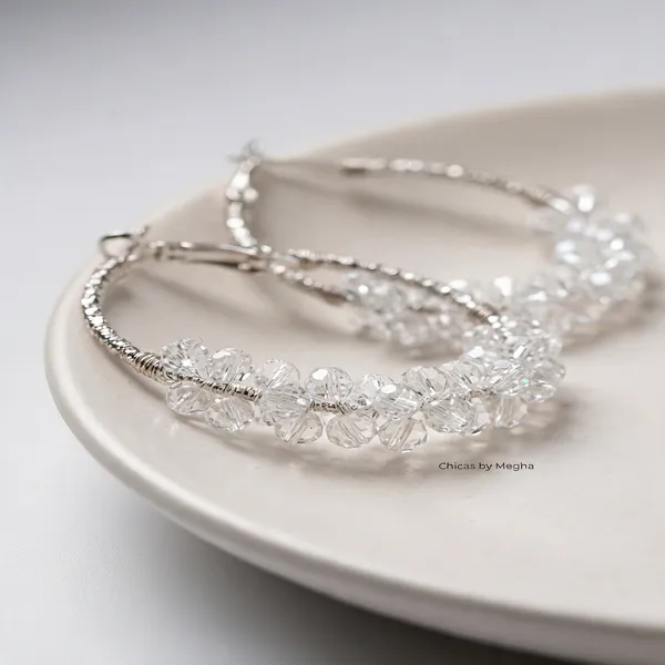 White_Crystal_Cluster_Hoop_Earrings_For_Women