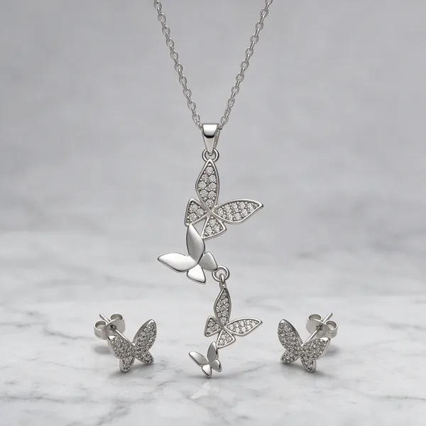 Silver_Alloy_Pave_Butterfly_Pendant_Stud_Jewellery_Set_For_Women