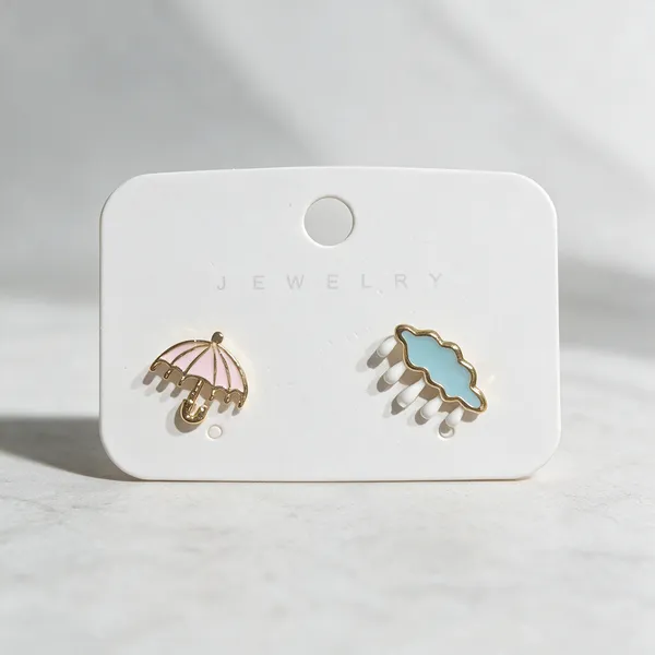 Multicolour_Enamel_Umbrella_Cloud_Mismatched_Earrings_For_Women