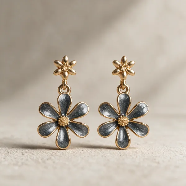 Gold_Alloy_Enamel_Floral_Blossom_Drop_Stud_Earrings_For_Women