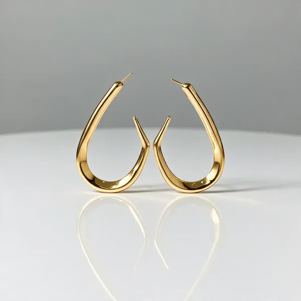 Gold_Polished_Tapered_Organic_Drop_Earrings_For_Women