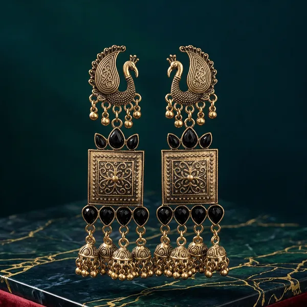 Gold_Stainless_Steel_Peacock_Motif_Jhumka_Earrings_For_Women