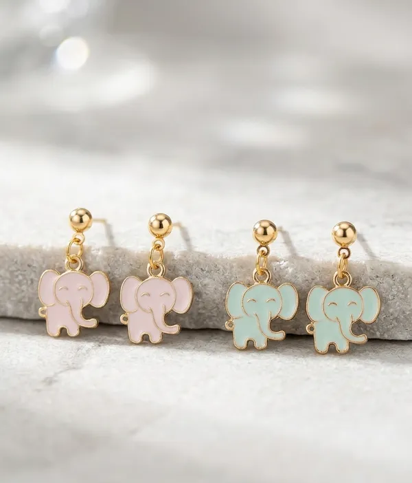 Baby_Blue_Enamel_Gold_Elephant_Charm_Drop_Earrings_For_Women