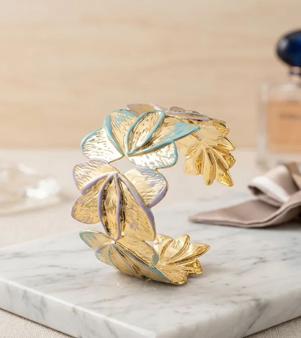 Gold_Enamel_Lotus_Blossom_Statement_Cuff_Bracelet_For_Women