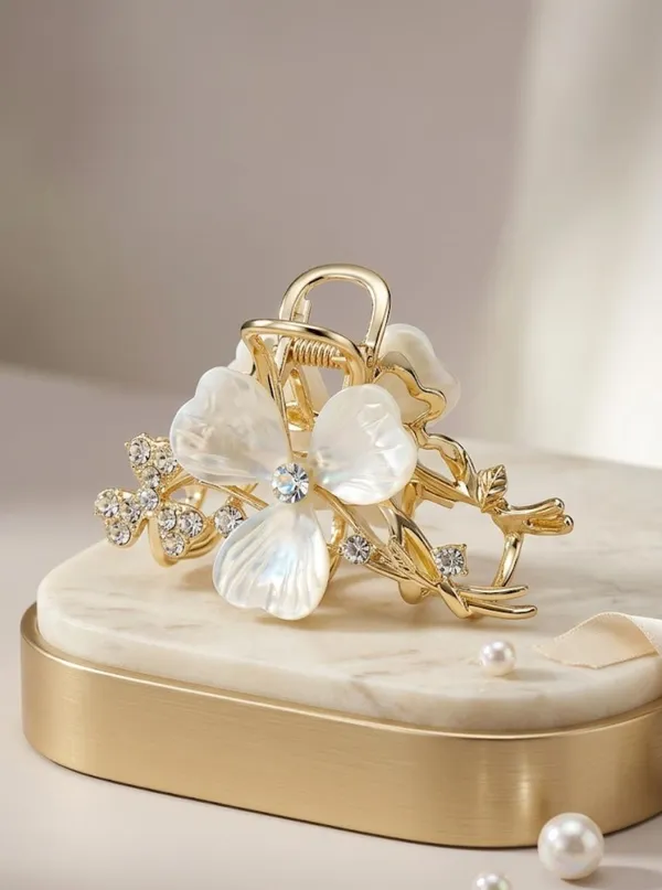 White_Stainless_Steel_Iridescent_Petal_Crystal_Claw_Clips_For_Women