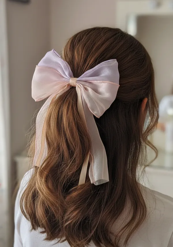 Lavender_Cream_Sheer_Gradient_Bow_Hair_Clip_For_Women