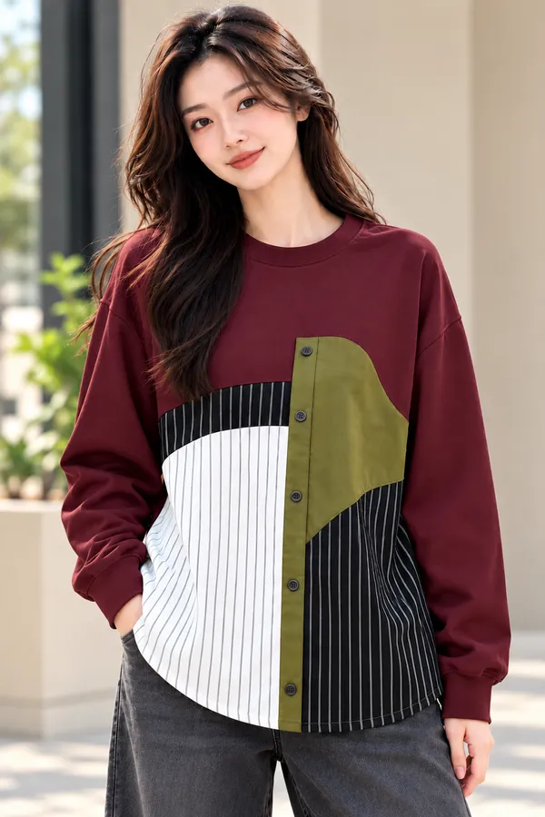 Burgundy_Color_Block_Full_Sleeve_Sweatshirt_for_Women