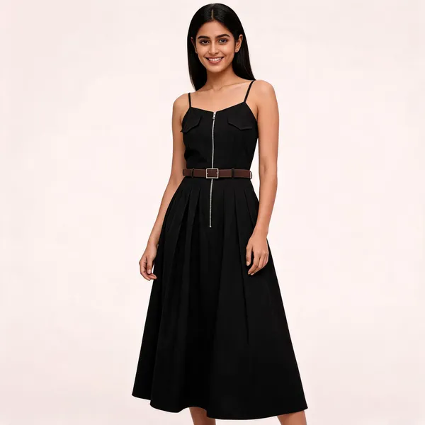 Black_Stiff_Cotton_Spaghetti_Maxi_Dress_For_Women